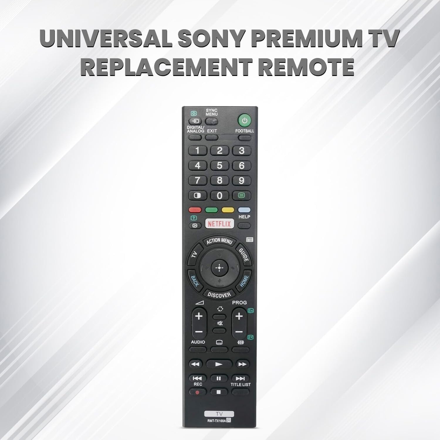 Telecomando universale di ricambio per televisori Sony, compatibile con tutti i televisori Sony (LED, LCD, plasma), ideale come telecomando di ricambio per TV con le stesse funzioni, nero (confezione
