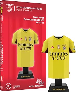 S.L. Benfica 23/24 Goalkeeper Metal Football Shirt - Build Your Own Model Kit - Officially Licensed Alloy Replica Jersey Collectible Display Gift - Customisable Name & Number Decals