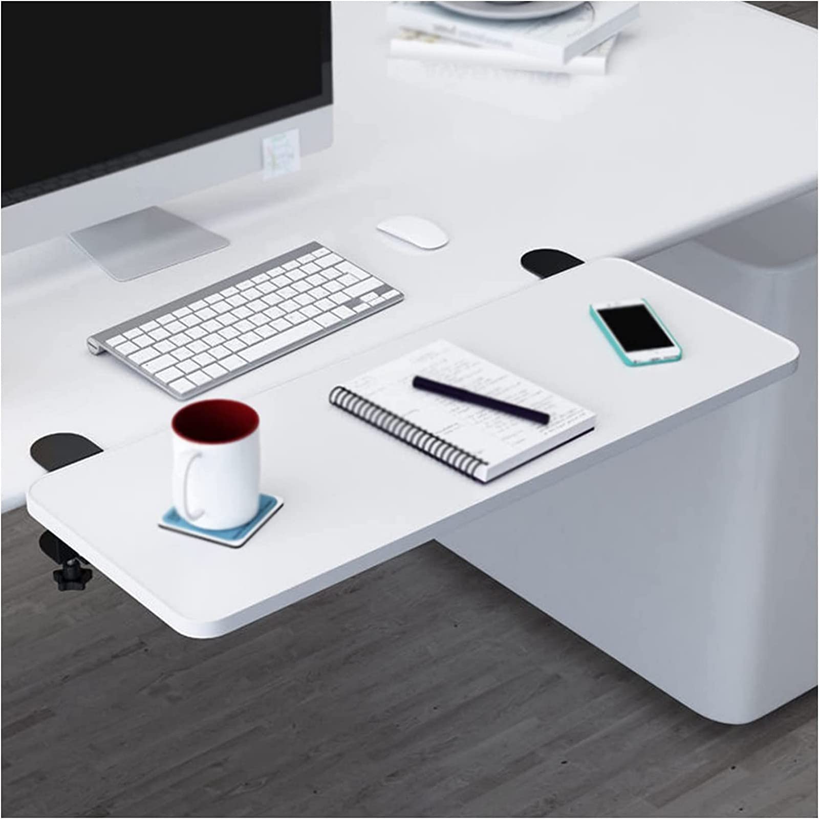 Supporto Vassoio Tastiera Ergonomico Per Scrivania - Estensibile Con Clip, Bianco, Per Ufficio E Casa - Foto 6