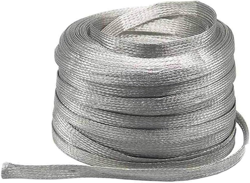 Tinned Copper Braid, Tinned Copper Metal Braid, Anti-Oxidation Grounding Wire, Length: 1M,8#: 15x1.5mm