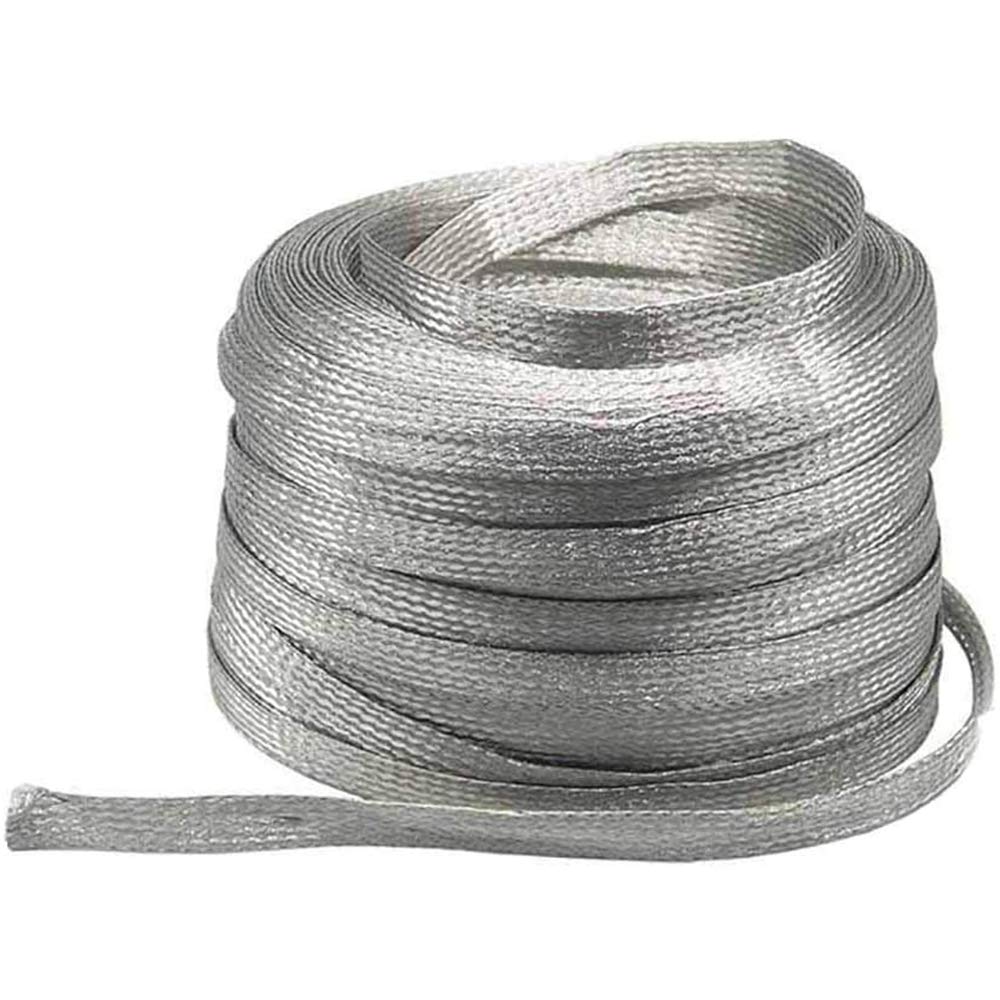 Tinned Copper Braid, Tinned Copper Metal Braid, Anti-Oxidation Grounding Wire, Length: 5 M,5# 18x1.4mm