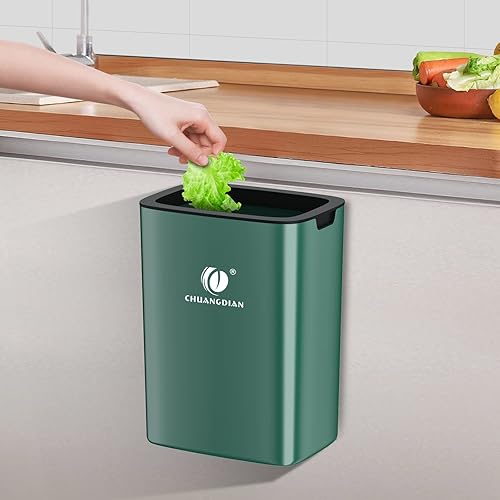 CCITOW Basurero de cocina bajo el fregadero ABS 6L montaje en pared basura hogar interior compost Bin verde colgante gabinete pequeño