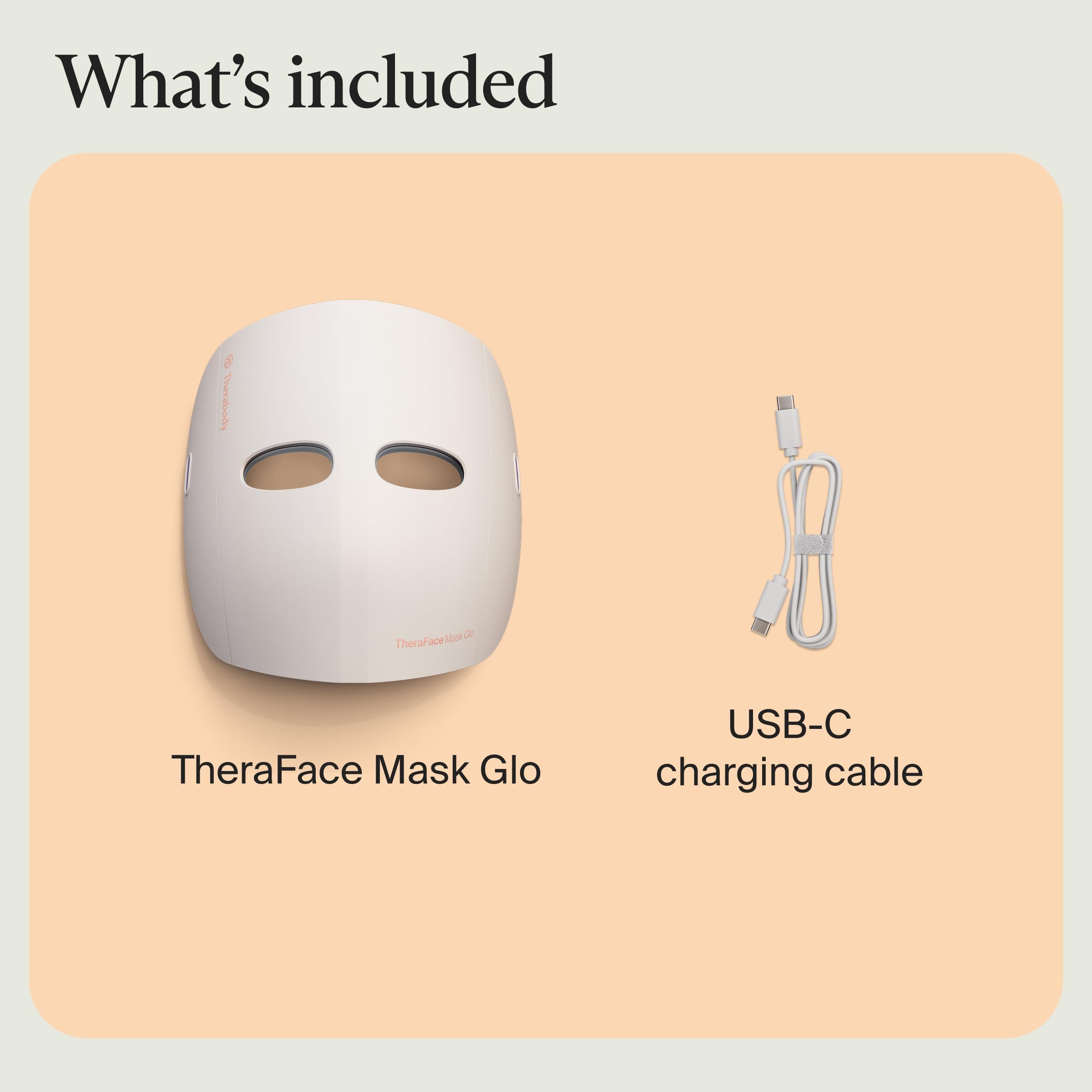 Therabody Mask GLO, maska LED do twarzy z czerwonym, niebieskim i podczerwonym światłem, masażem wibracyjnym, bezprzewodowym designem, regulowanymi paskami i ładowaniem USB-C
