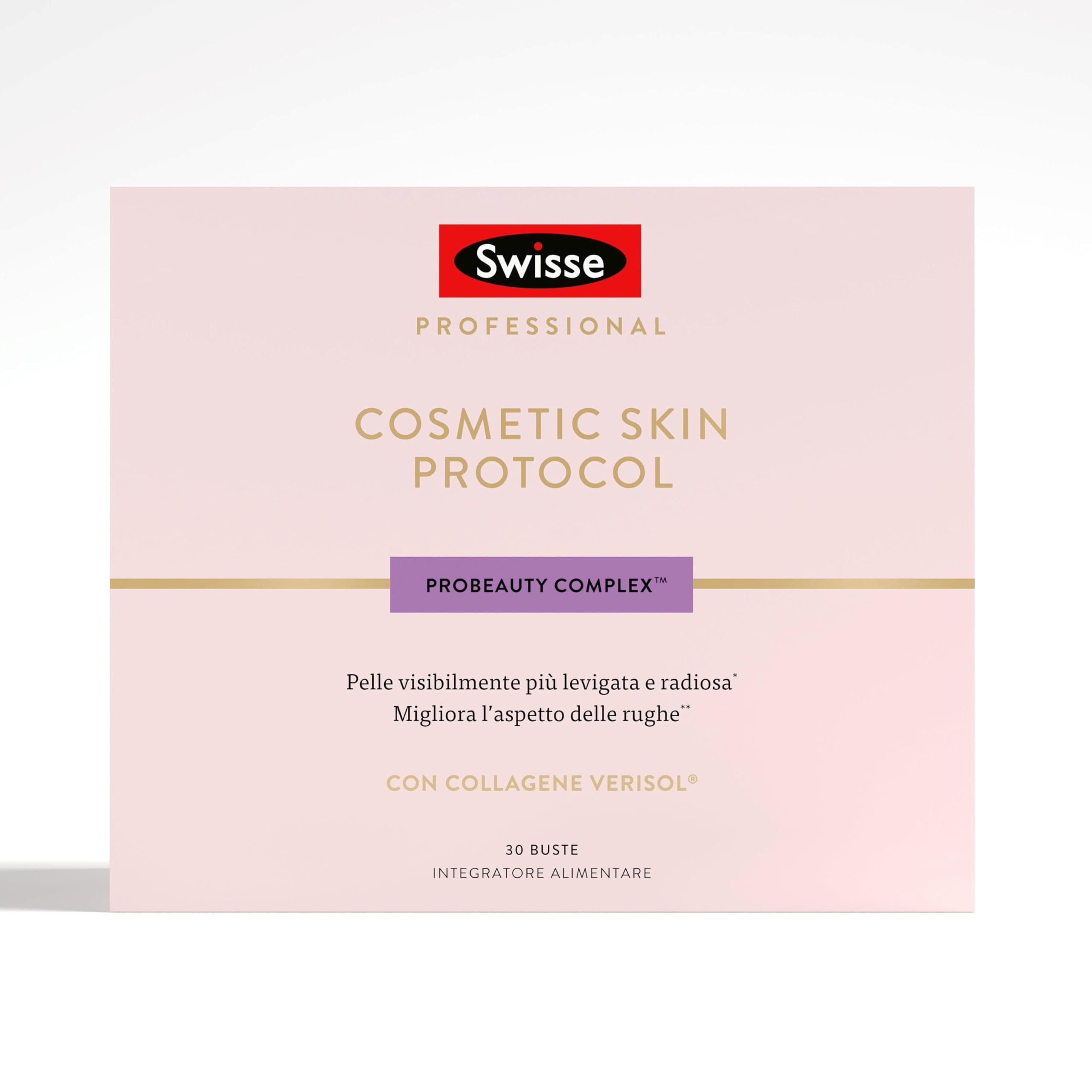Swisse Professional Cosmetic Skin Protocol - Integratore Pelle con Collagene Verisol®, Vitamina A e ProBeauty Complex™, Gusto Arancia, 30 Buste