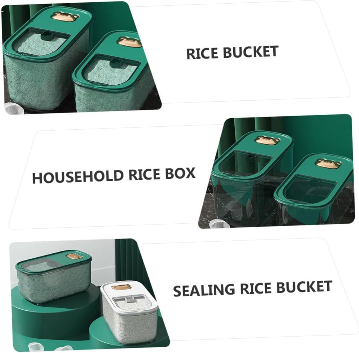 Zerodeko Multi-function Rice Bucket 10lb Airtight Plastic Rice Container with Thickened Sealing Lid for Grain and Flour Storage in Kitchen Pantry