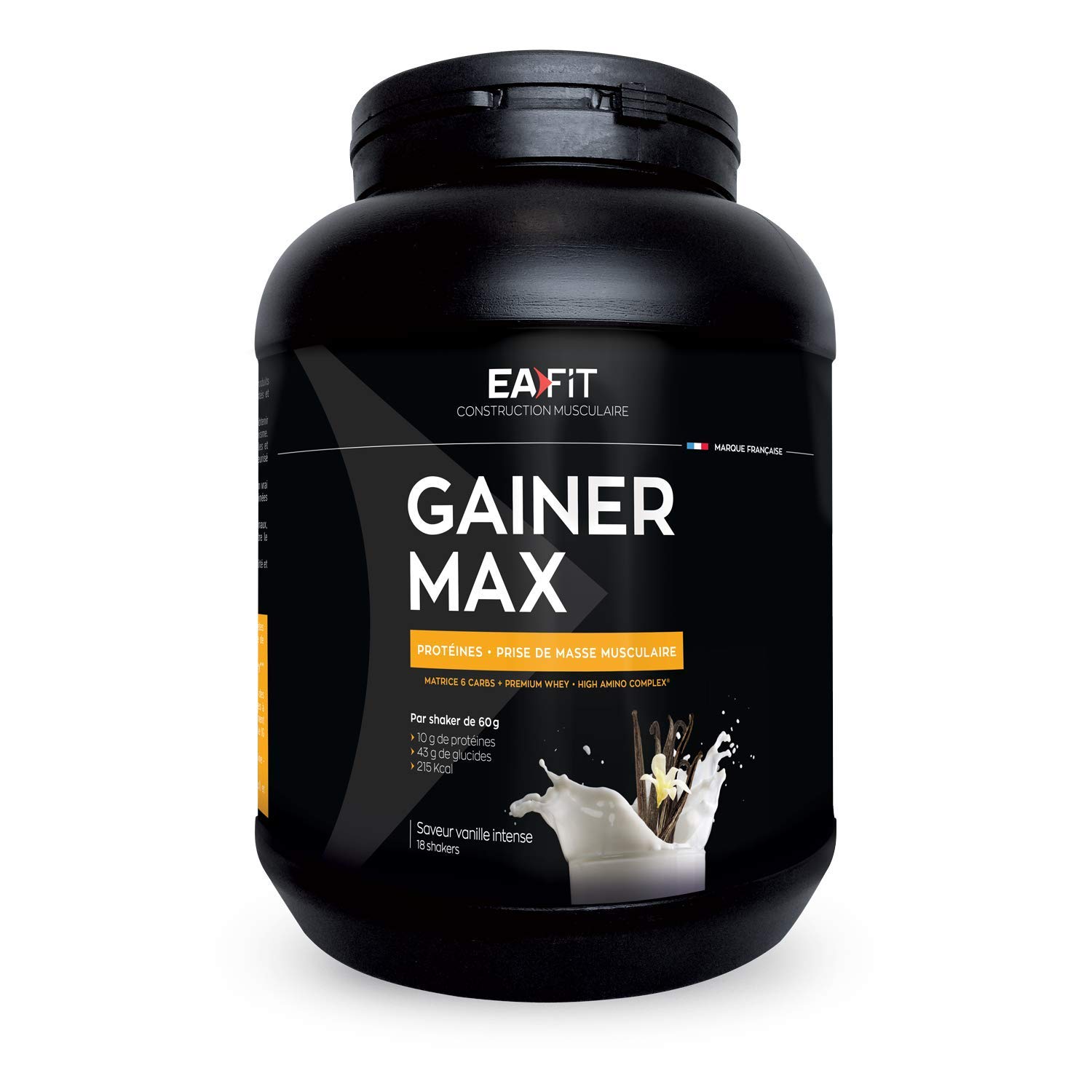 Weight Gainer - Gainer max - Whey Protein Pulver Vanille 1,1kg - Mass Gainer - Eiweiss Protein Pulver für Muskelaufbau & Gewichtszunahme - Mega Eiweißpulver für Protein Shake - EAFIT