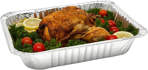 Miniatura 9 de Bandejas de aluminio con tapa 9x13 (paquete de 20) Bandejas desechables de tamaño medio para mesa de vapor, comida, parrillas, hornear, barbacoa