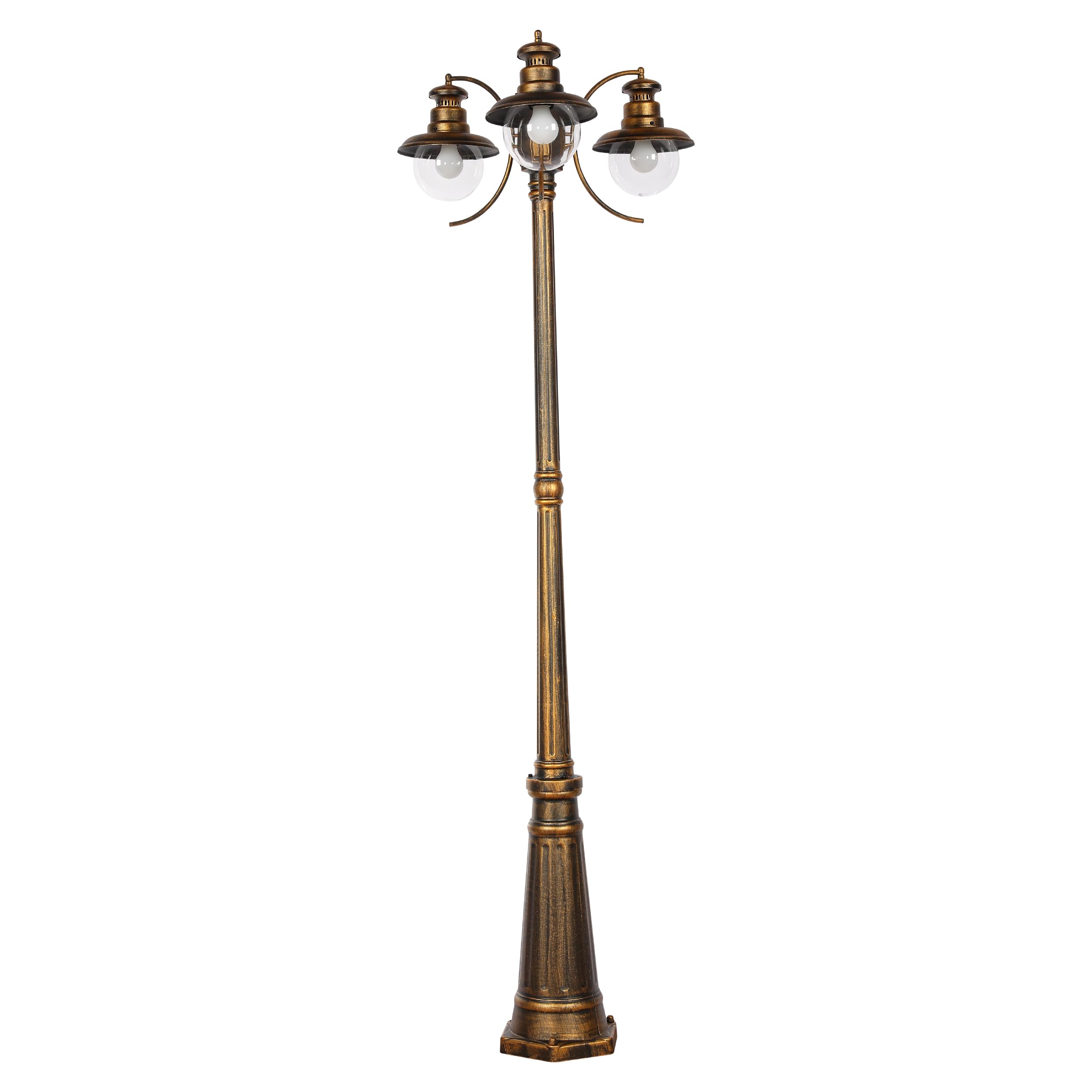 TEKLED Gardens Artu Outdoor Pathway Bollard Lawn Light | E27 Compatible Golden Black Post Light | Weatherproof Assurance IP44 | for Garden Trails Driveways Pathways Patios |3 Light (Bulb not Included)