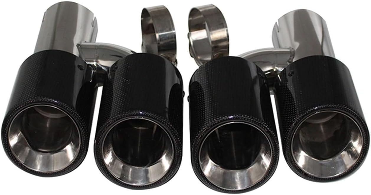 1 on 4 Out Exhaust Pipe Tail Mouth H-Shaped Nozzle Curled Flared Bright Carbon Fiber Tail Throat Four-Out Tail Throat Silencer(Right Customize)