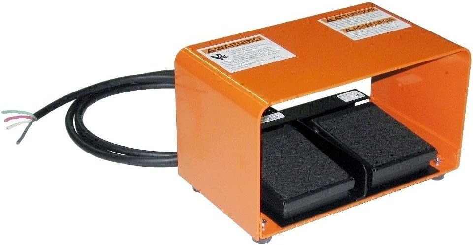 SSC Controls DS100-DG Dual Foot Switch with Guard, Electrical, Momentary Action, Two Pedal, 8-ft Cable with Leads, Twin Pedal, Left/Right, Up/Down, or Forward/Reverse