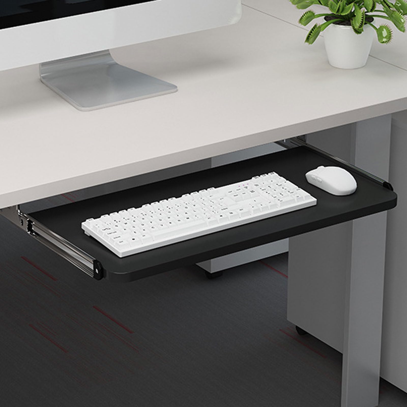 Unikicool Black Under Desk Keyboard Tray,Keyboard Tray Under Desk Pull Out,Keyboards Trays Unders Desks Adjustable Height,Slide-Out Platform Computer Drawer For Typing,Space-Saving,For Home
