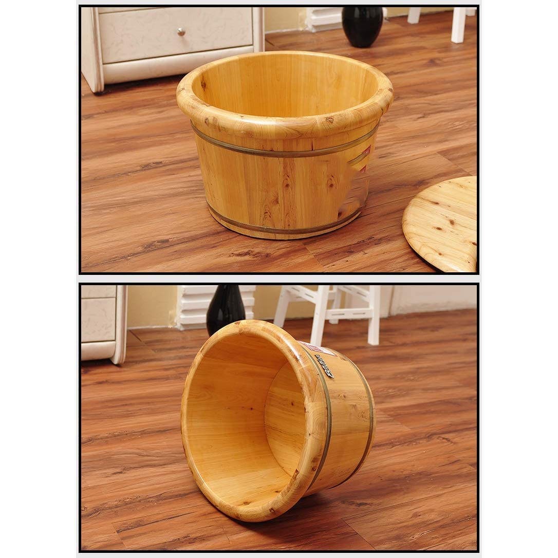 Wysoka obuuszna beczka do kąpieli stóp, domowa drewniana beczka zdrowie wiadro do kąpieli stóp, 26 cm pianka nawilżająca do kąpieli stóp (kolor drewna 26X41 CM) Comfortable anniversary