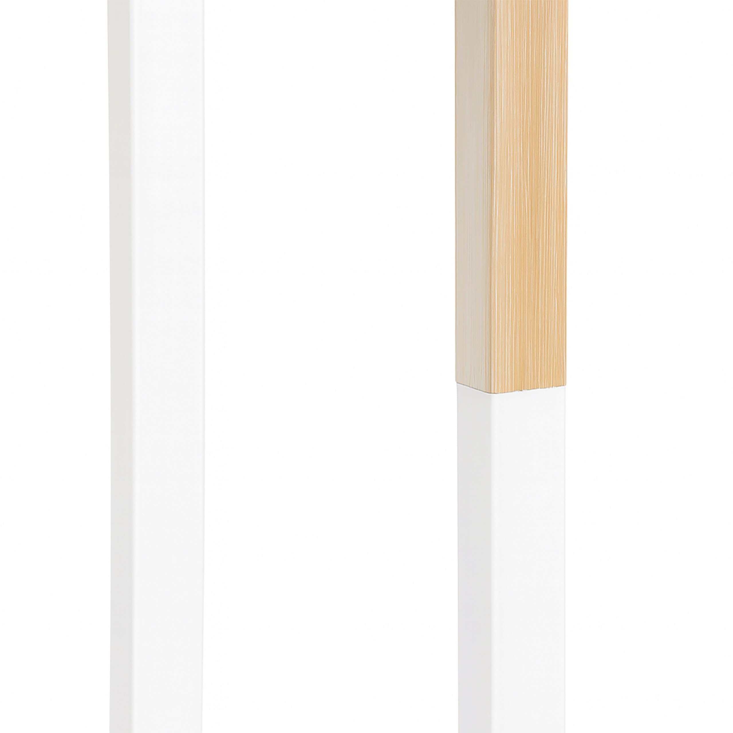 Toallero Relaxdays, HxBxT: 86 x 44 x 21 cm, Metal, bambú, 2 Barras, toallero de pie, Blanco/Natural