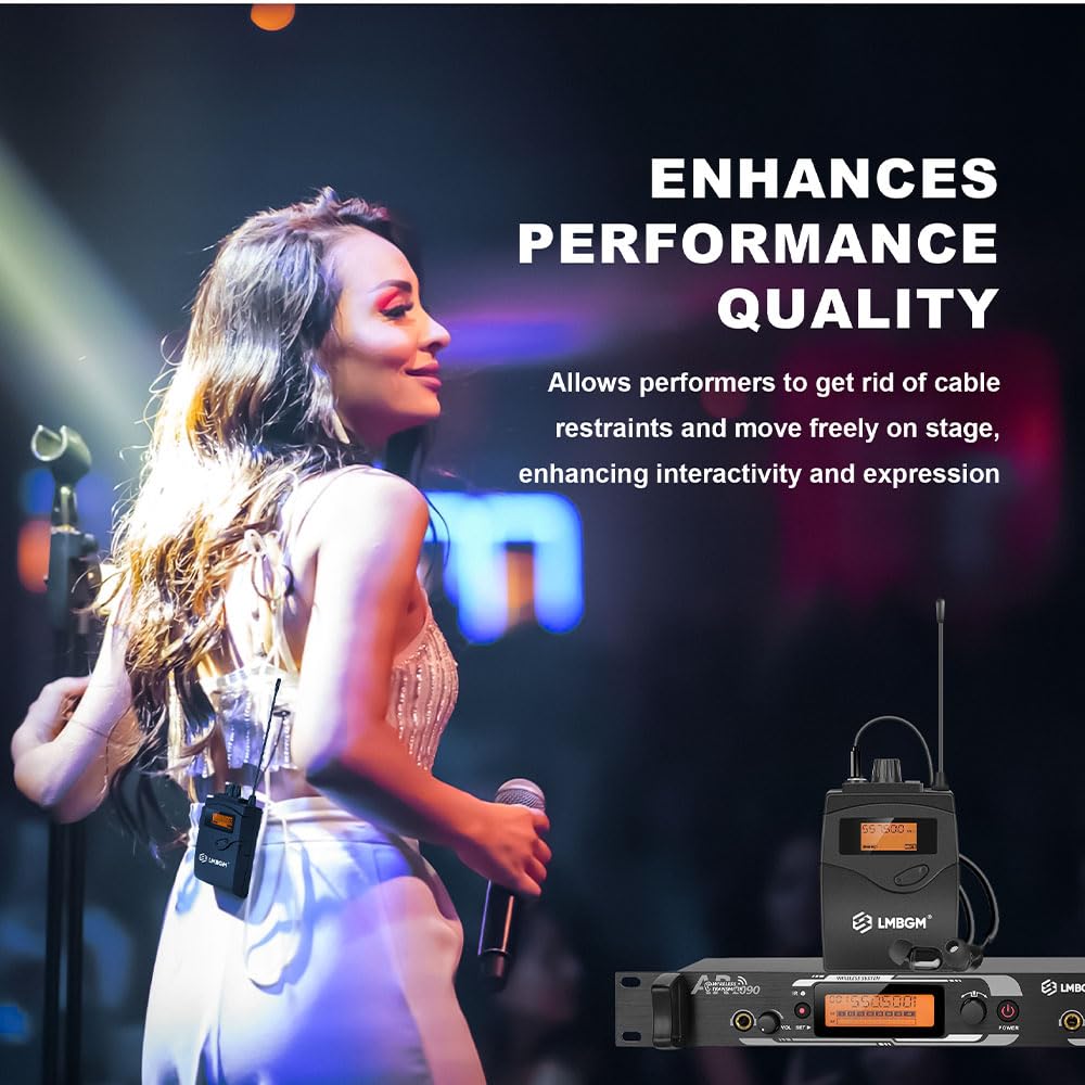AR2090 Mono UHF Dual Channel Wireless In-Ear Monitoring System Ideal für Aufnahmestudios, Kirchen und Bandaufführungen (2 Kanäle, 8 Bodypack)