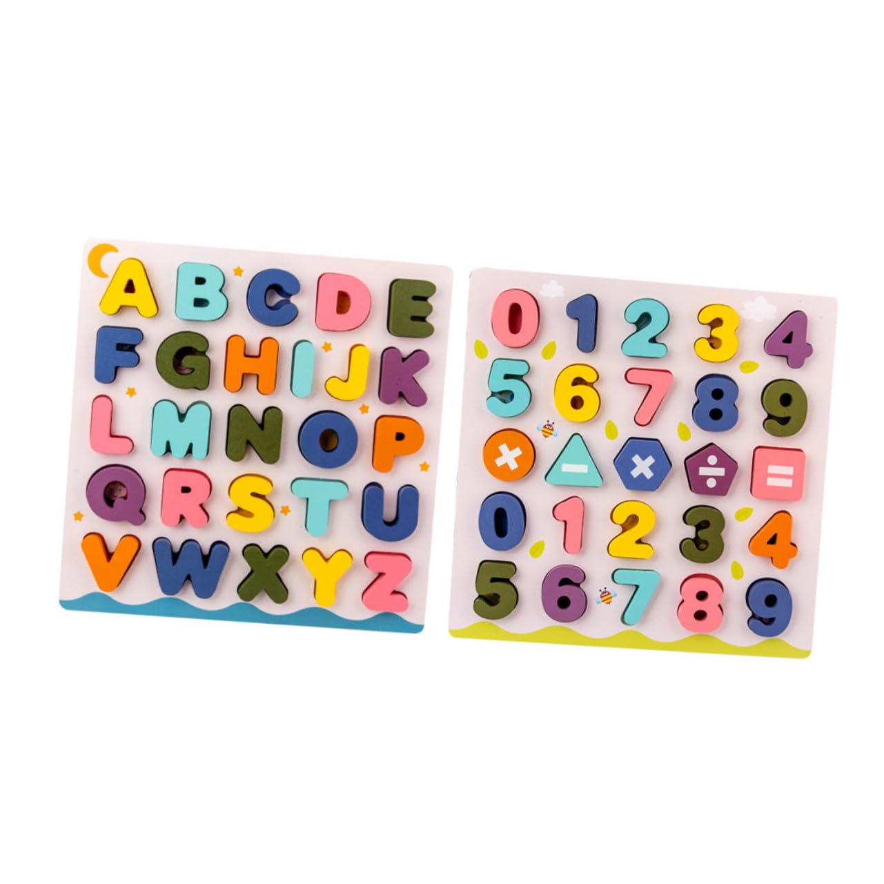 2 Juegos Bloques Educativos de Madera para Rompecabezas con Letras y Números para Reconocimiento y Aprendizaje Temprano Juguete Didáctico para Niñas de Preescolar