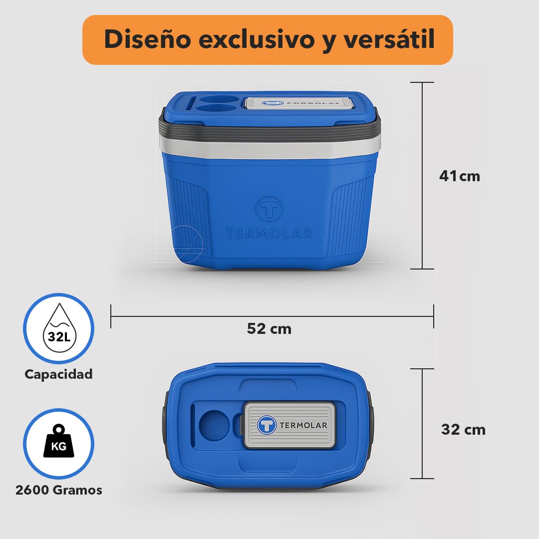 Nevera Portátil Rígida de Plástico Ultrarresistente con Tapa | De Fácil Manejo Y Transporte con Compartimento Superior para Llaves Y Vasos - Ideal para Playa, Picnic Y Camping