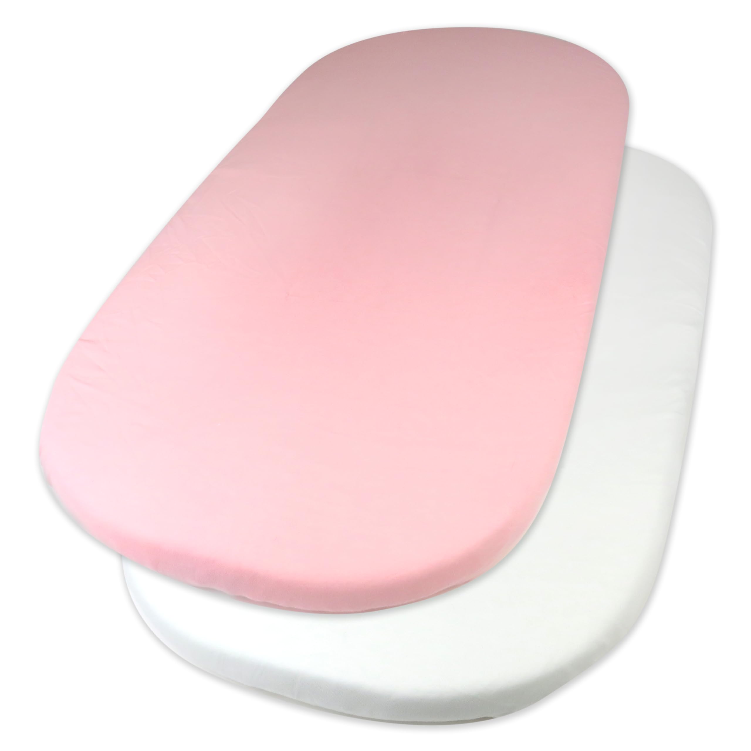 HonestBaby 2-Pack Organic Cotton Fitted Bassinet Sheet, Pink, One Size