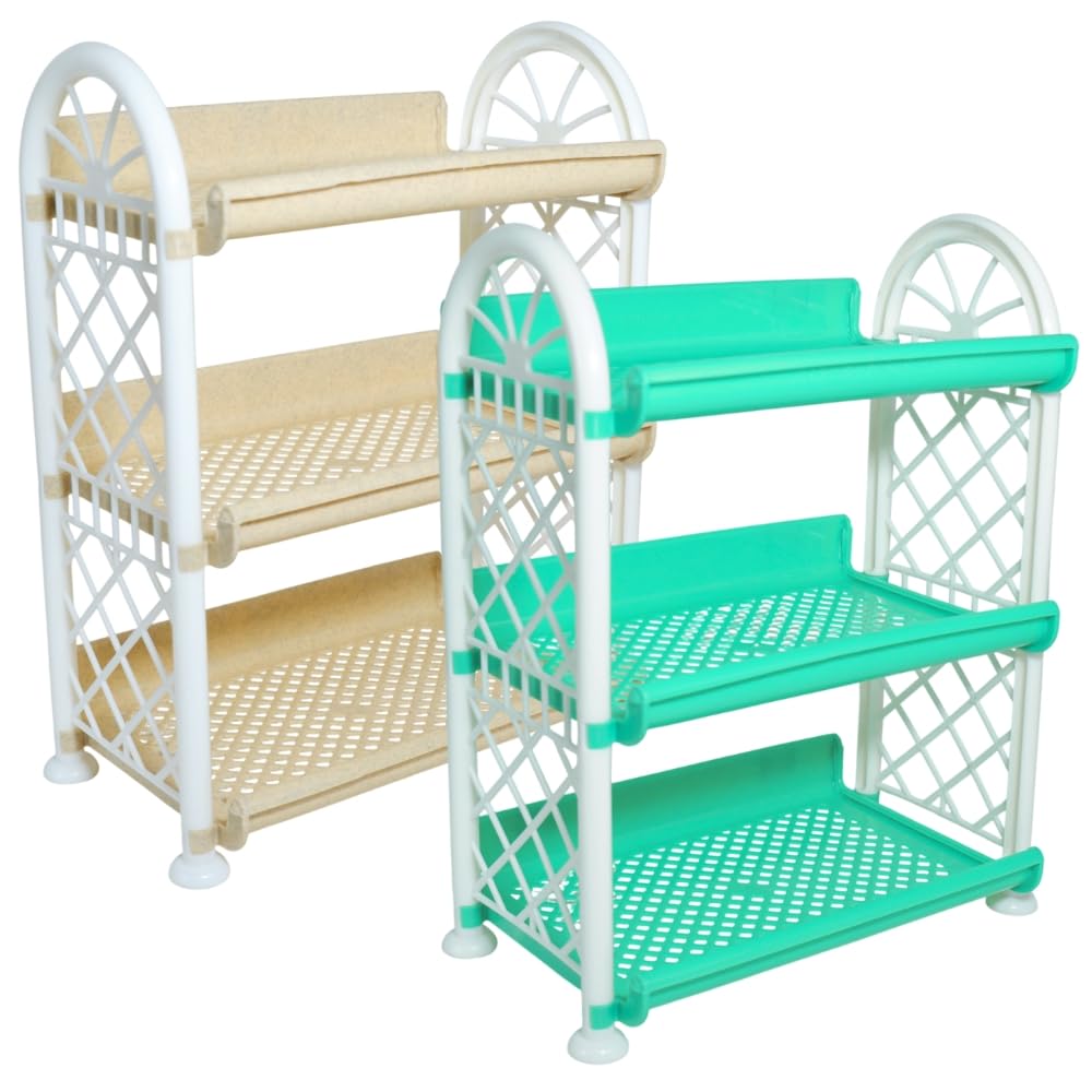 Simply Home Magic 3 Tier Plastic Multipurpose Storage Organizer-Easy to Fit, Wall Hanging Durable & Lightweight Rack for Kitchen, Bathroom,Kids & Office - | Set of 2 | Yellow Green-image-34