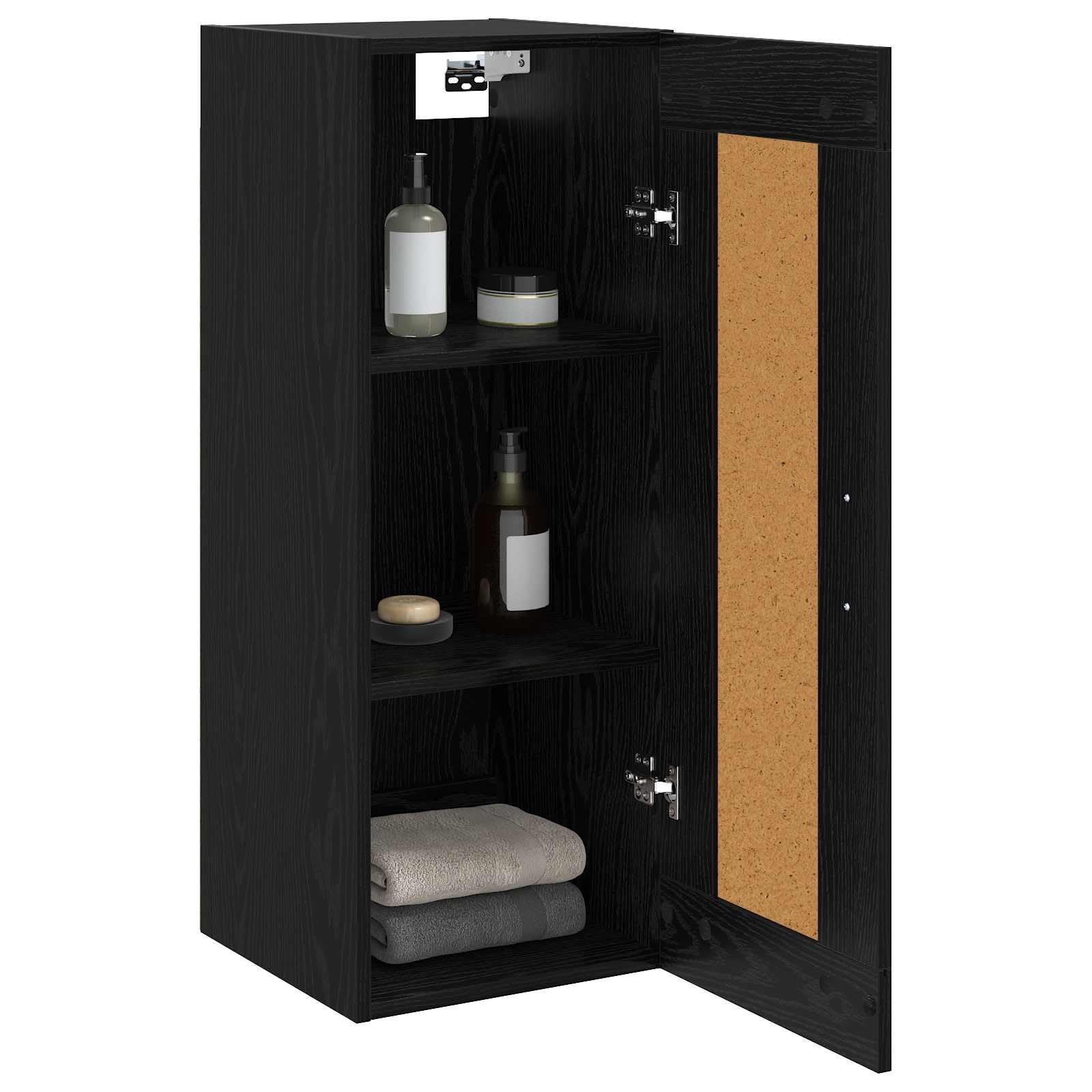 Armadio da parete in rovere nero, 34,5 x 34 x 90 cm, in legno