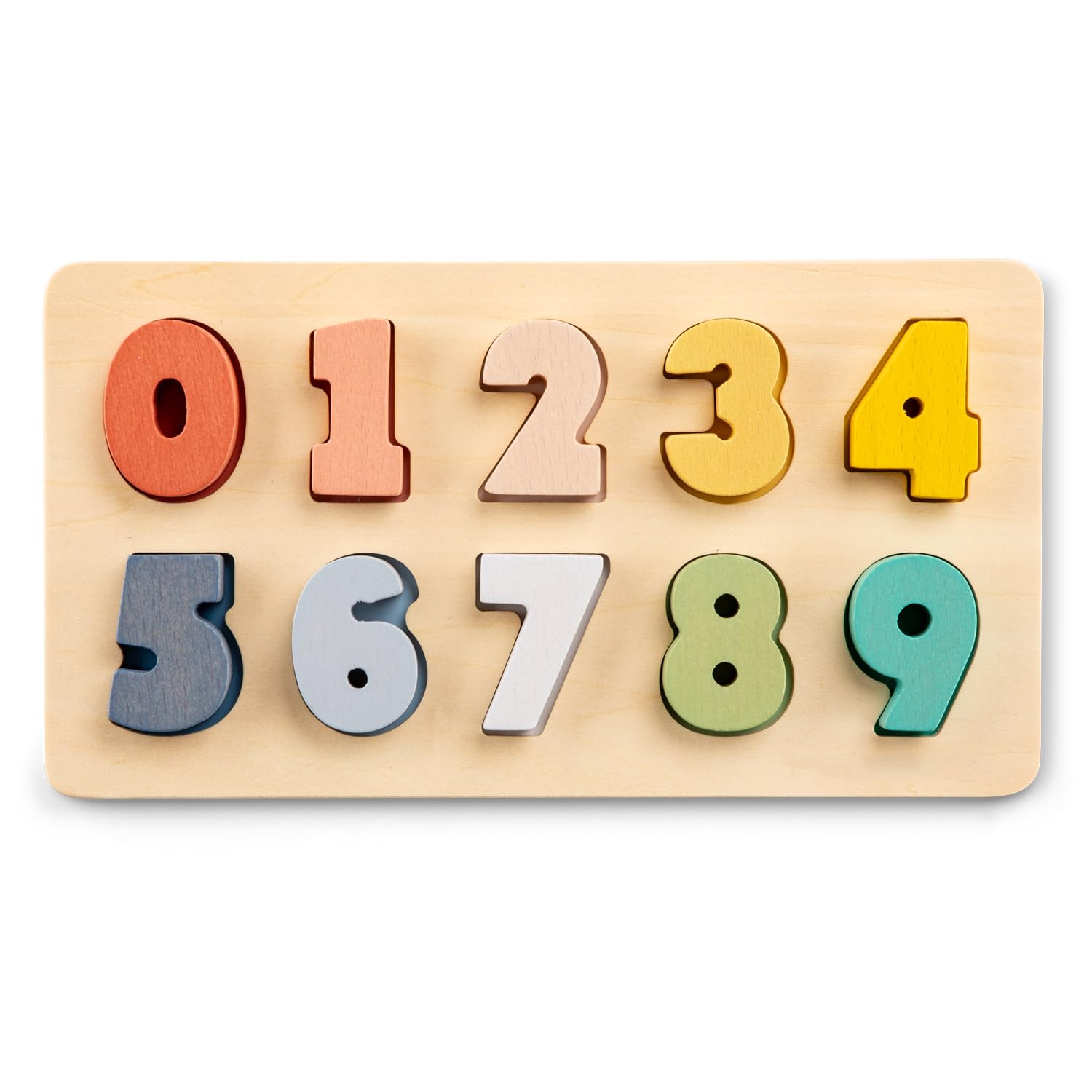 Woet Wooden Number Puzzle – Colorful 0-9 Learn to Count Toy for Toddlers 24 Months+ – FSC Montessori Preschool Learning Board – Gift with Chunky Numbers for Boys and Girls, Numeracy Skills
