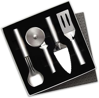 Juego de regalo de utensilios Cutlery Ultimate (S50), plateado | Juego de utensilios de 4 piezas, hoja de acero inoxidable, mango de aluminio fundido