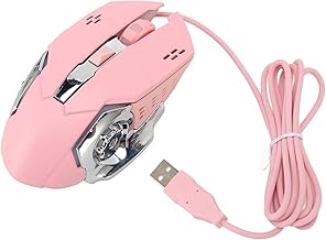 Silent Click Mouse, Ergonomic PC Gaming Mouse Wide Compatibility Optical for Dormitory Library (Pink)