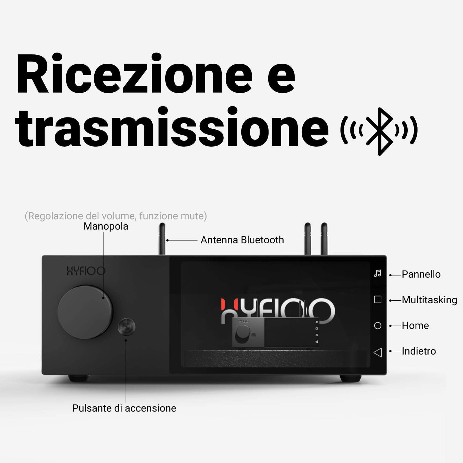 AIYIMA DM100 Streamer Musicale HiFi Player Audio Digitale Touchscreen 5,5" | WiFi 6, 8+64GB, EQ 31 bande e correzione ambiente, DLNA, AirPlay, NAS, Bluetooth 5.4 compatibile iOS, Android e Windows.