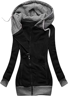 Fannyfuny Wintermäntel mit Kapuze Damen Herbst Winter Warm Parka Mantel Winterjacke Reißverschluss Sweatshirt Langarm Kapu...
