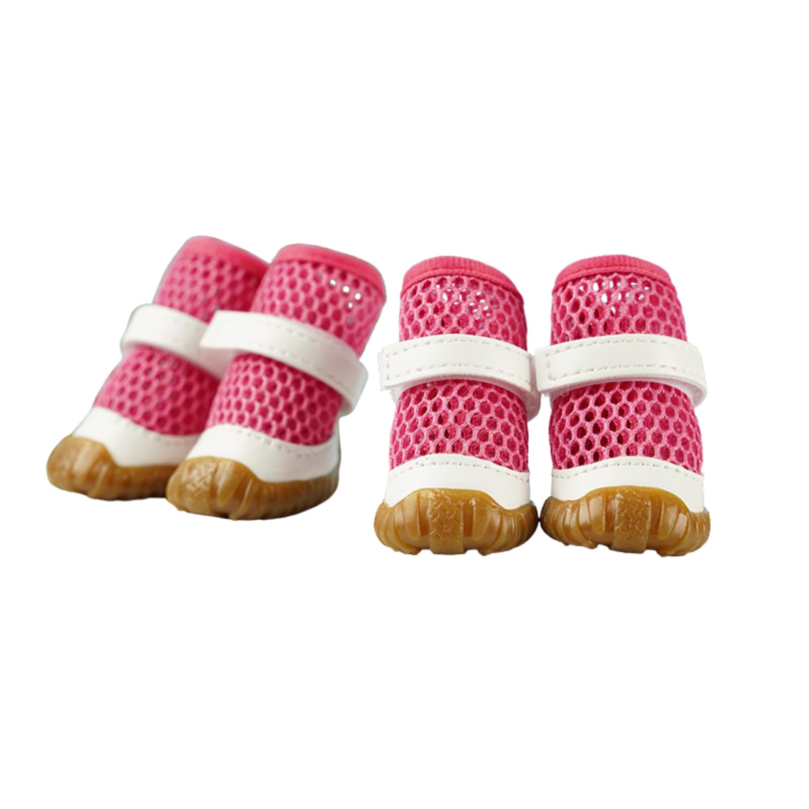 MeiAOBest 4PCS Dogs Breathable Mesh Shoes,Summer Anti Slip Boots Pet Paw Protection Cove Dog Outdoor Anti-Dirt Anti Scalding Walking Footwear_2#(Pink)