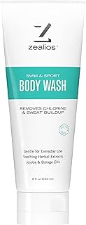 Zealios Swim & Sport Body Wash for Swimmers & Athletes 8oz, Skin Care Solution for Men & Women, Removes Chlorine, Sweat & Odor, Provides Cleansing and Hydration from Pool Chemicals, Light Citrus Scent
