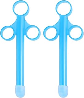 2Pcs Lube Applicator Syringes, Tube Launcher Shooter Reusable Lubricant Oil Injector Propeller Lube with Smooth Round Cap Syringes for Men Women Blue