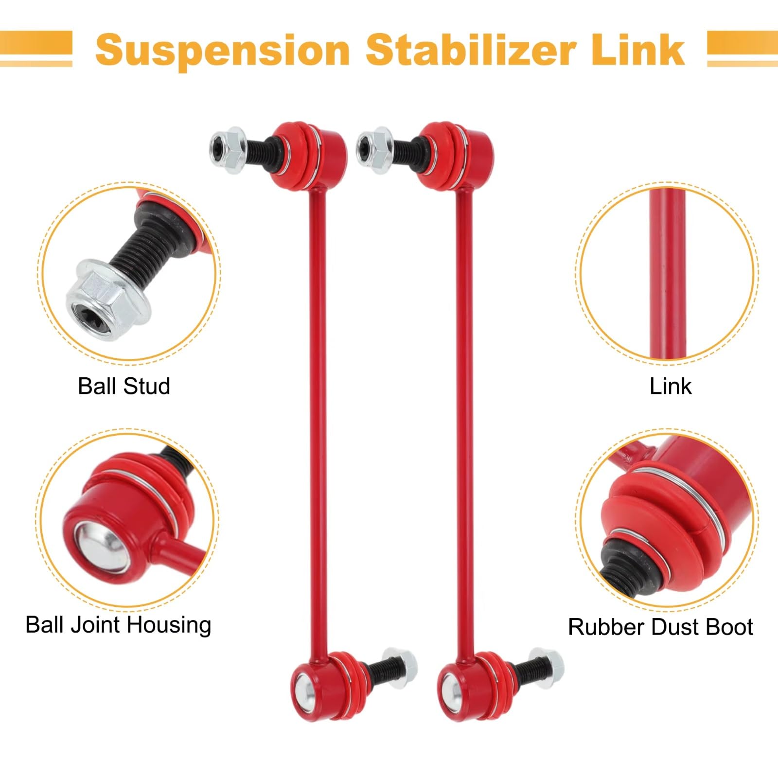 1 par de bieletas de Barra estabilizadora Delantera, Kit de Piezas de suspensión automotriz K750795, Compatible con Fiat 500X 2016 2017 2018 2019