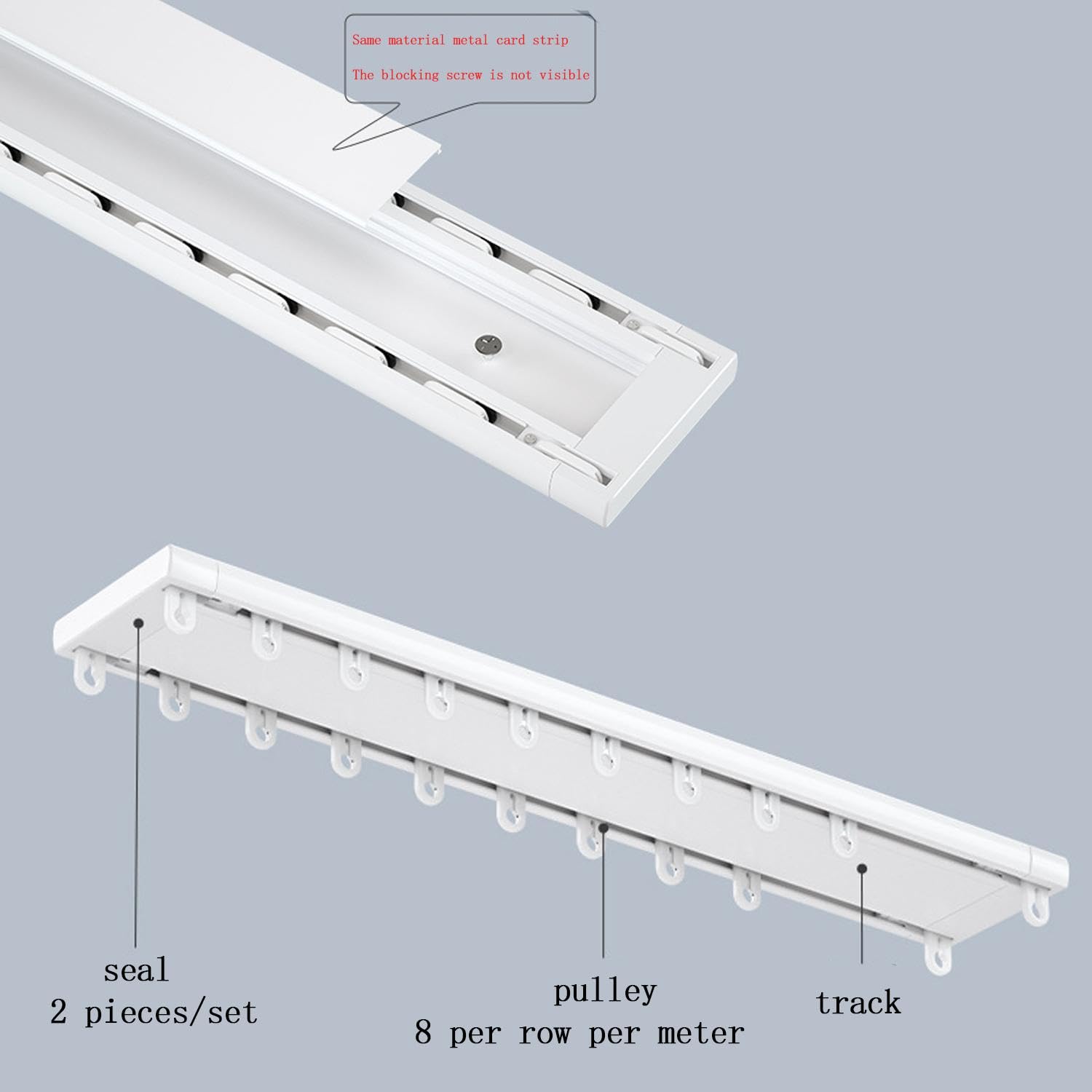 Double rail de rideau, rail de plafond en aluminium rail de rideau rail de rideau lourd, approprié pour le salon salle de bains chambre à coucher cloisonné rail de plafond Kit,White-2.6m