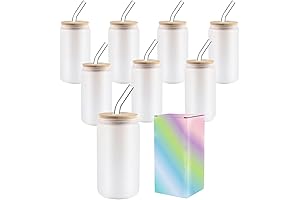 Sublimation Frosted Glass With Bamboo Lid, Straw and Handle