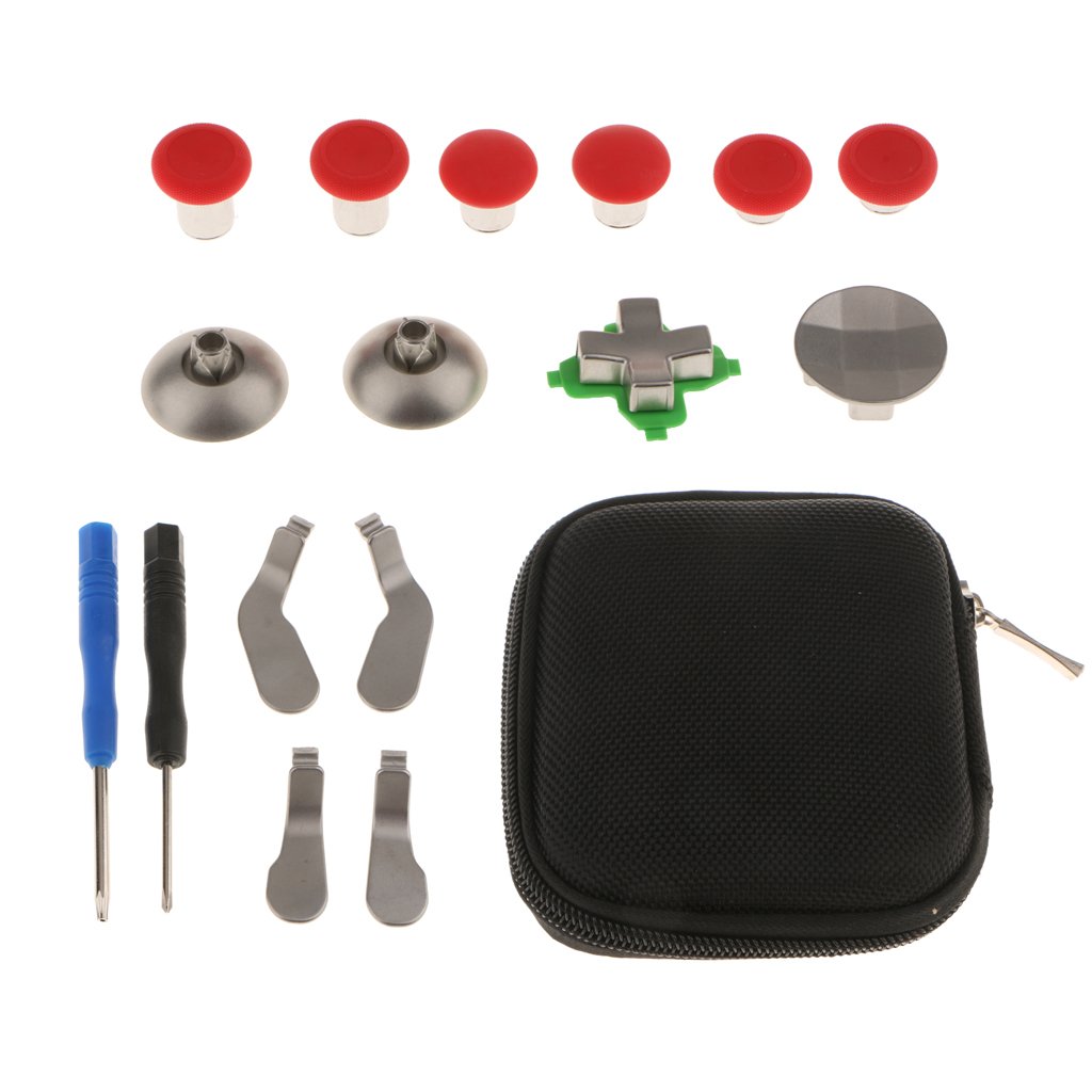 Phenovo Metal Alloy Bumper Trigger Button Set For XBOX One Elite Controller Red