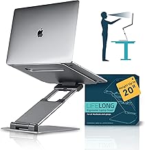 Lifelong Ergonomic Adjustable Laptop Stand for Desk - Height Up to 20" Portable Computer Laptop Riser Holder, Fits All MacBook Air & 10 15 17 Inches Laptops, Back to School Gift for Men & Women