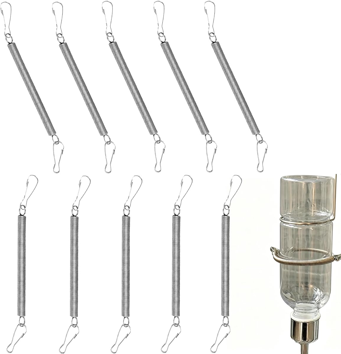 10 Pack Guinea Pig Water Bottle Spring Clips, Rabbit Water Bottle Holders | Metal Spring Clips Replacement for Small Animal Cages to Hold on Pet Water Bottle Indoor Outdoor for Hamster, Rats