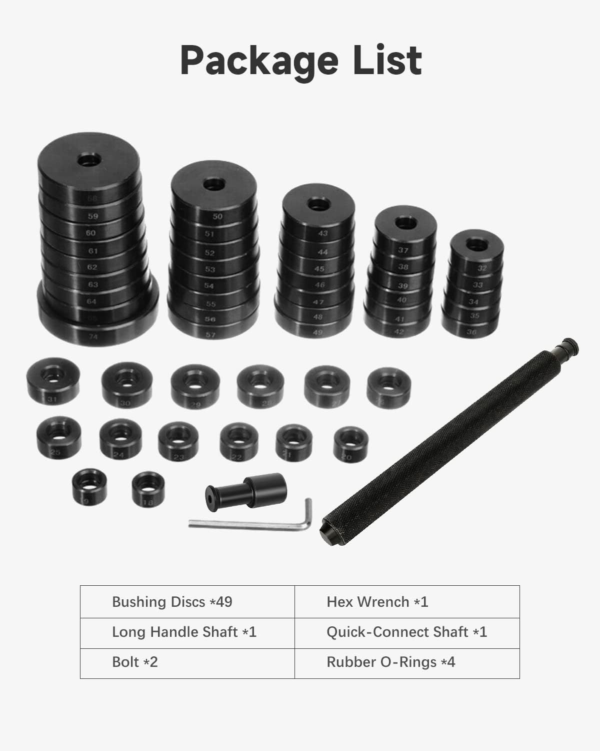 52-in-1 Custom Bushing Driver Tool Set 52PCS Transmission Wheel Axle Bearing Race Seal Installer Seal Remover & Press Tool Kit Bush Removal Puller Bearing Press Tool Kit