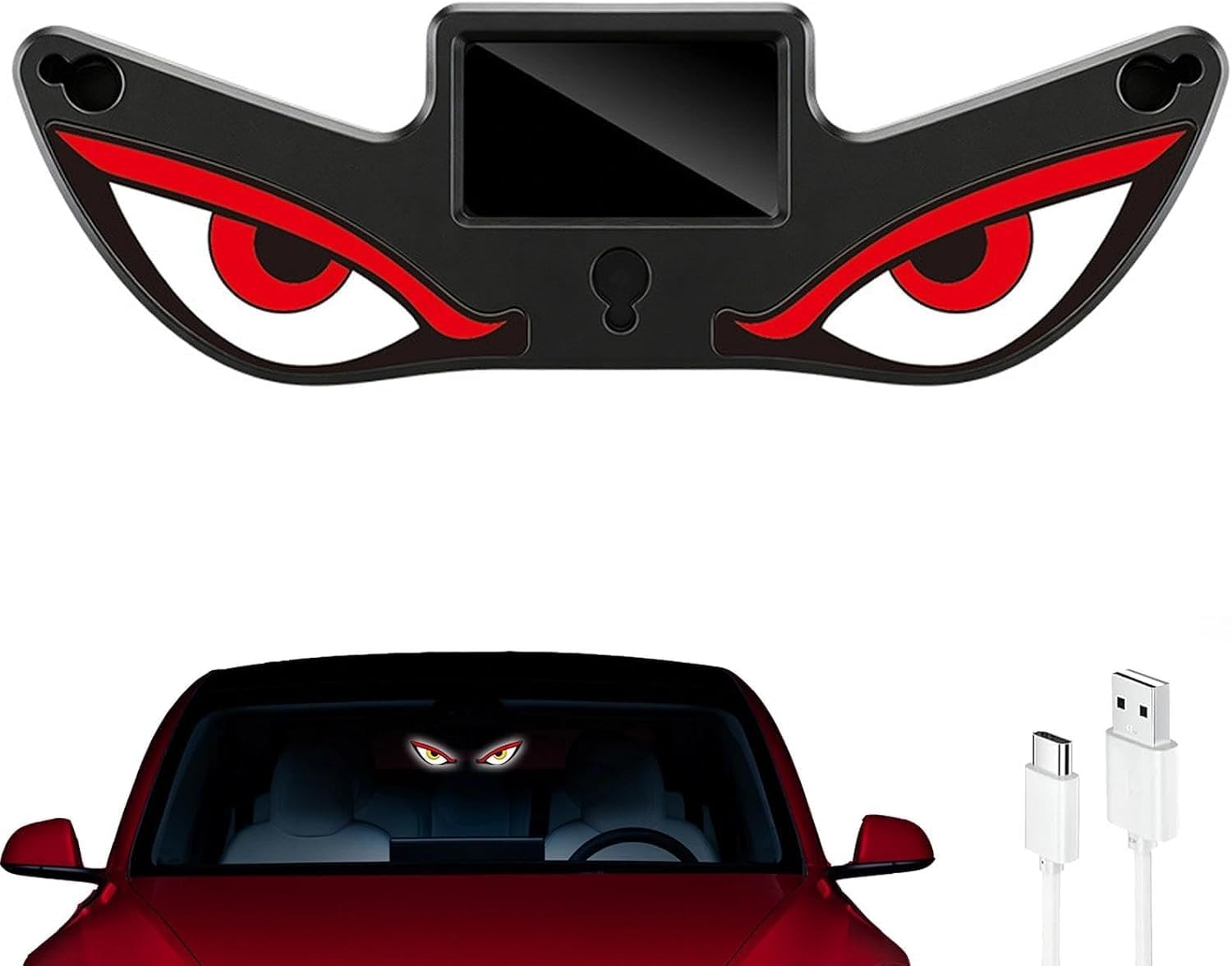 Solar Powered Demon Eye LED Car Window Light, USB Rechargeable Wireless Windshield Decoration Lamp with No Drill Installation for Automotive Interior Styling-image-36