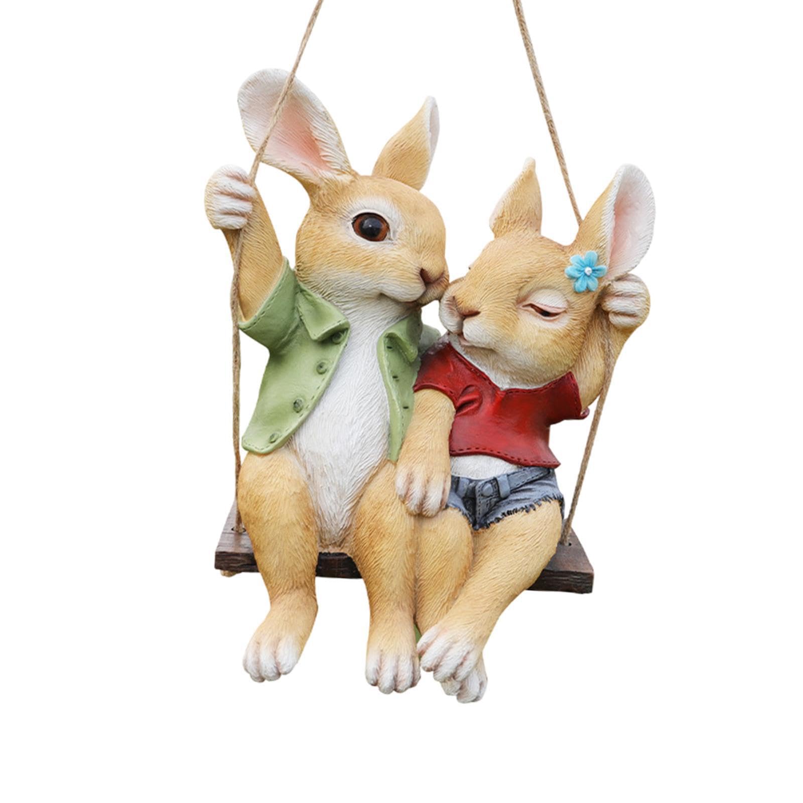 Quxvuis Outdoor Resin Easter Rabbit Figurines Lovely Bunny Statues Garden Decoration Sculpture For Backyard Can Be Placed In Any Corner Of Space. Outdoor