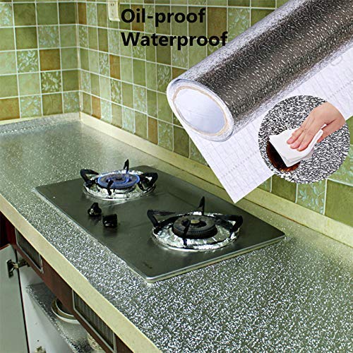 Luxansa Self-Adhesive, Waterproof and Heat Resistant Back Splash Aluminum Foil Sticker (61 x 200 cm)