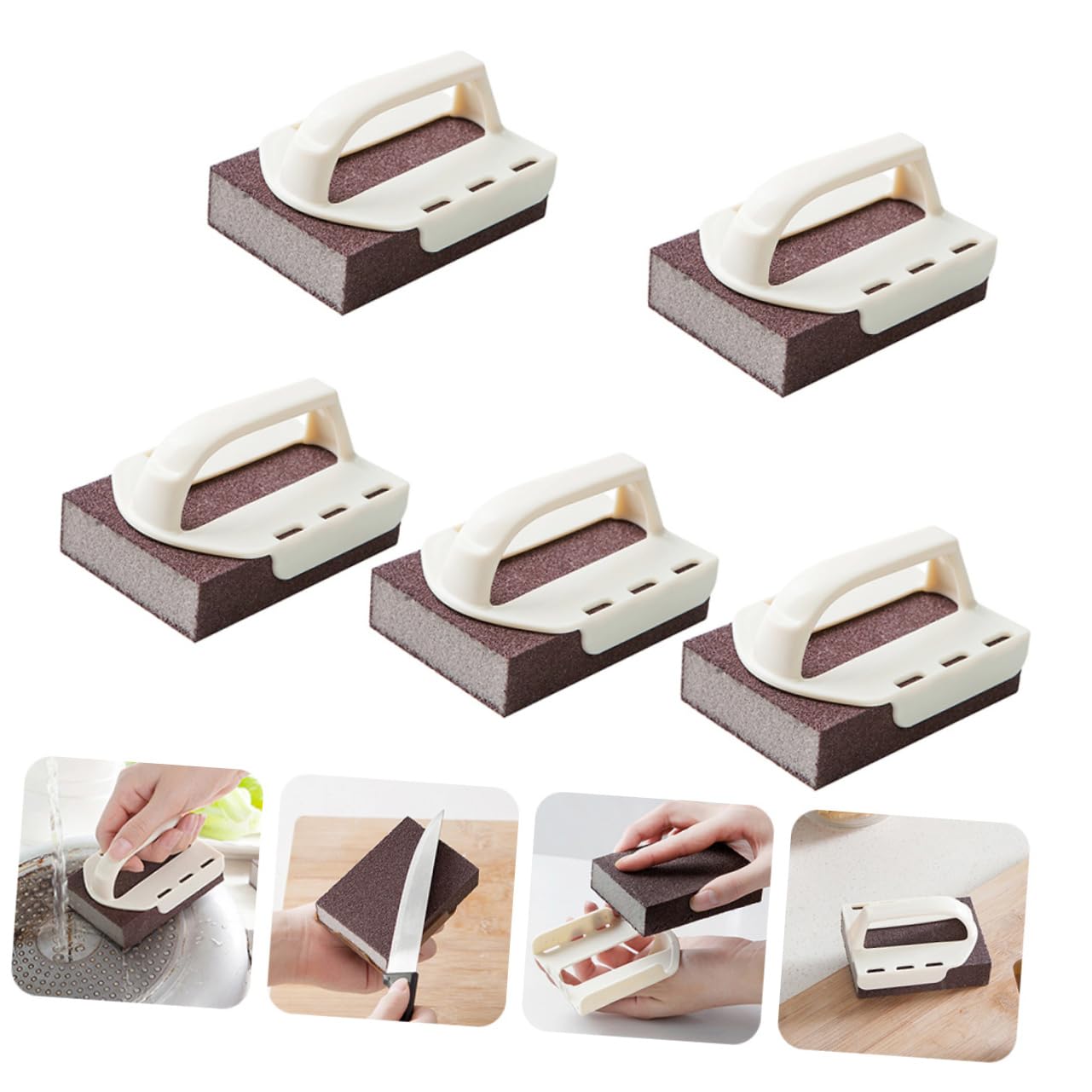 Didiseaon 3 Set Di Spugne Abrasive Tamponi Abrasivi Spugne Per Lavastoviglie Spugne Per La Pulizia Della Cucina Spugne Antigraffio Blocco Abrasivo Spazzola Con Impugnatura Comoda 5 Pezzi*3