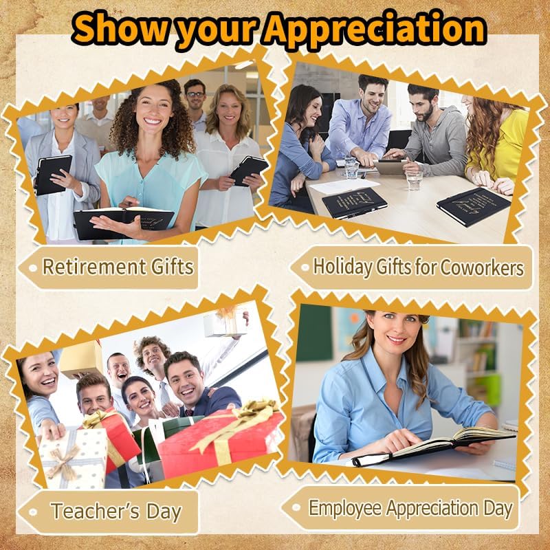 20 Pcs Employee Appreciation Gifts Including 10 A5 Leather Inspirational Notebook Journals and 10 Ballpoint Pens-Staff Appreciation Gifts-Thank You Gifts for Employees Team Teacher Volunteer