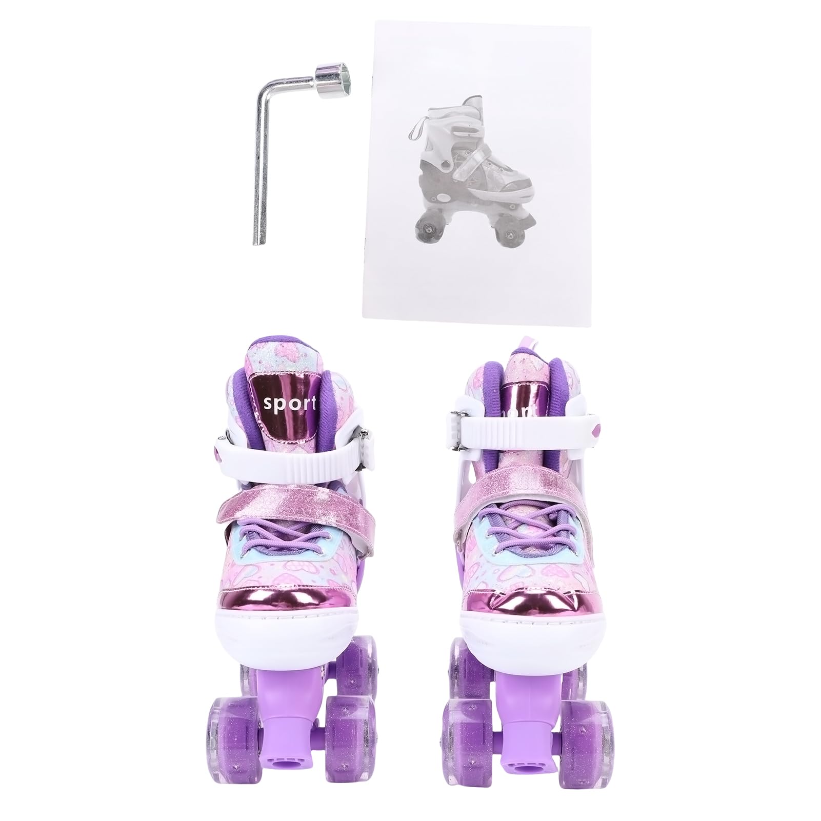 Cryfokt Patins à roulettes pour Enfants, Roue Clignotante Réglable en 4 Tailles, Roulements ABEC, Triple Protection pour Patins à roulettes pour Filles, Filles âgées de 6 à 12 Ans