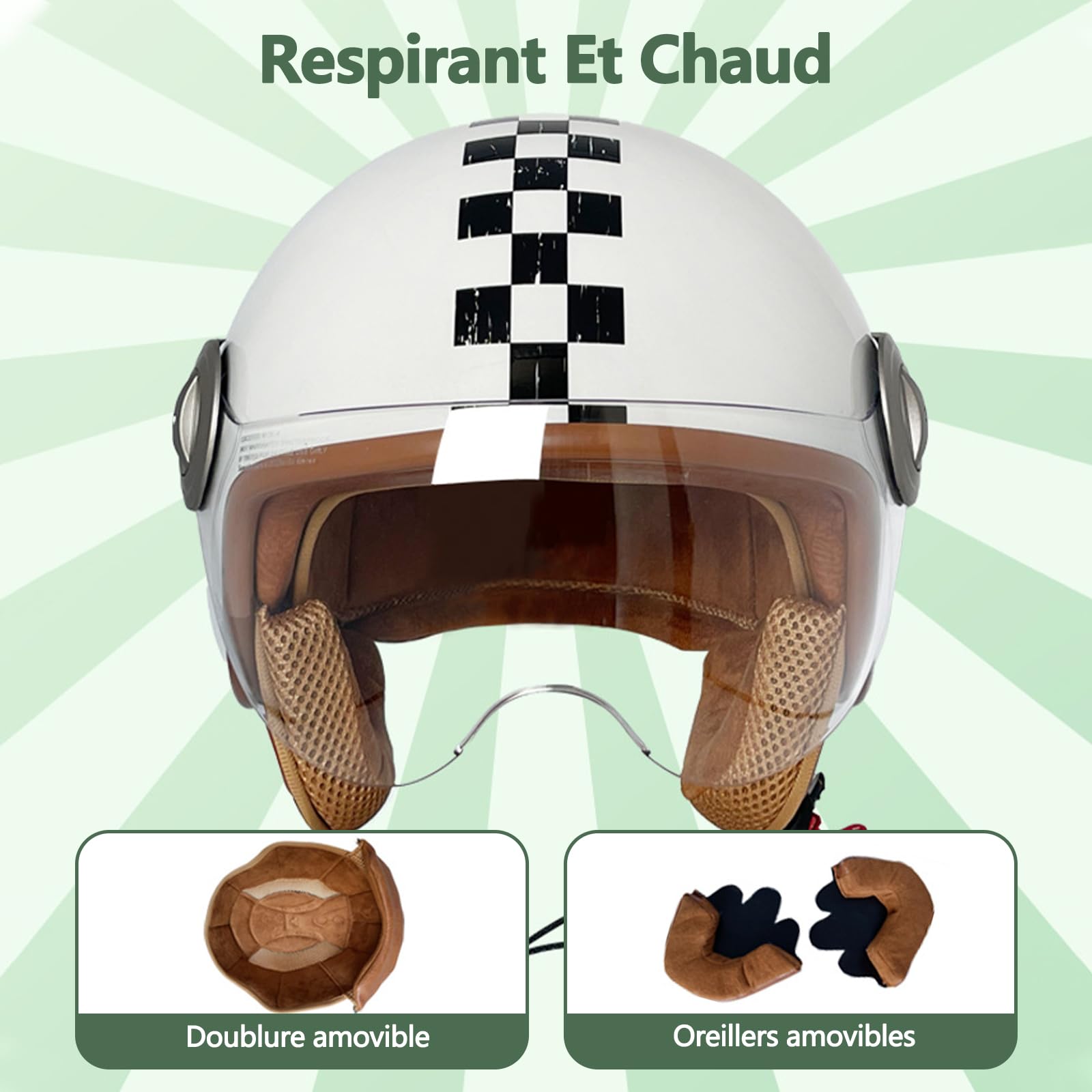 Casque de Pédale de Moto Visière Pare-Soleil，pour Moto et Scooter, Protection en Cas de Chute protéger efficacement la sécurité routière des utilisateurs