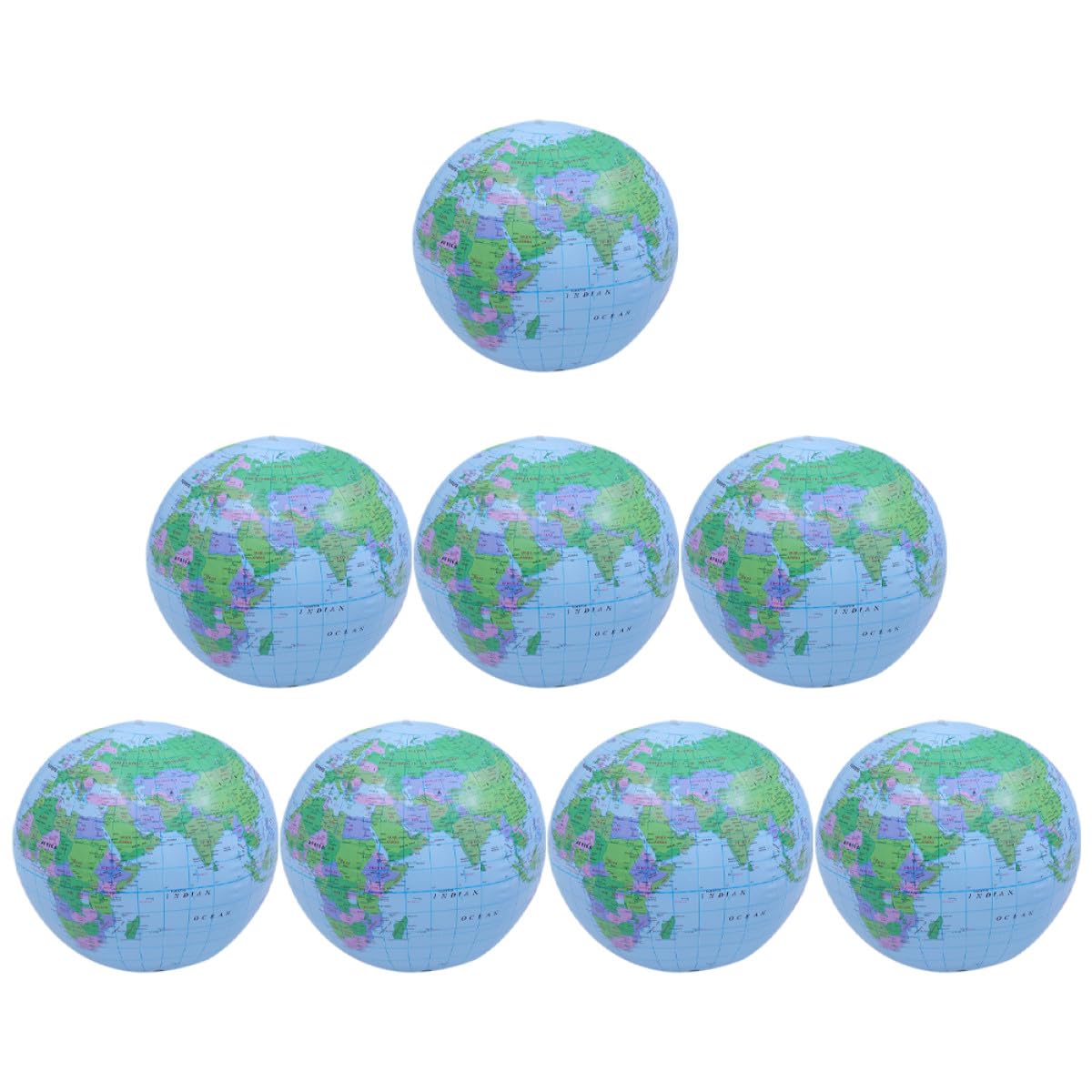 GARVALON Set 8 Pezzi Palloni da Spiaggia Gonfiabili Pvc Forma Globo Terrestre 30 Cm, Palla Giocattolo Educativa per Piscina e Spiaggia, Riutilizzabile e Resistente