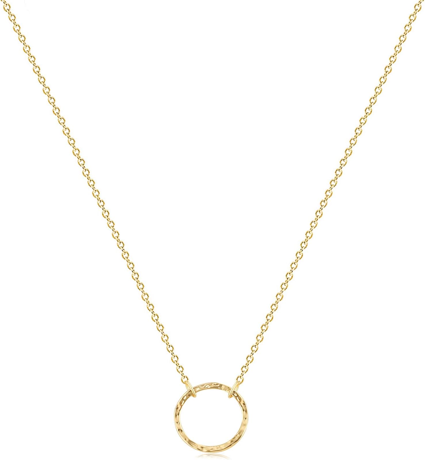 Fettero Moon Necklace, 14k Gold Plated Necklace, Simple Necklace Moon Jewelry Delicate Moon Necklace Gift for Her Women Gold