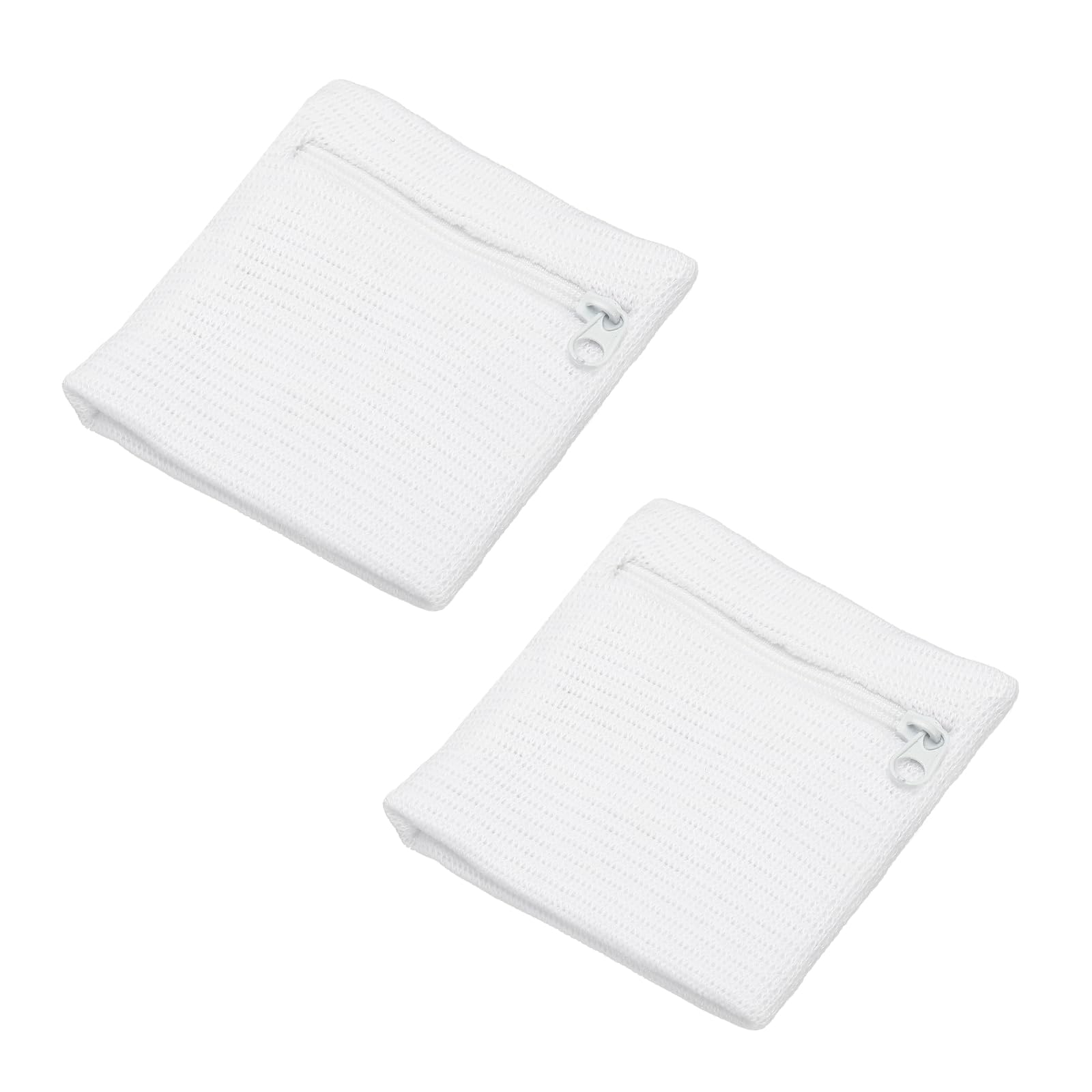 YELARXI Wrist Wallet Wristband with Zipper, Cotton Wrist SweatBands Sports Absorb Sweat Wristbands Pouch Breathable Band 2 Pcs & White -Fitting for Storage Key Card/Running/Basketball