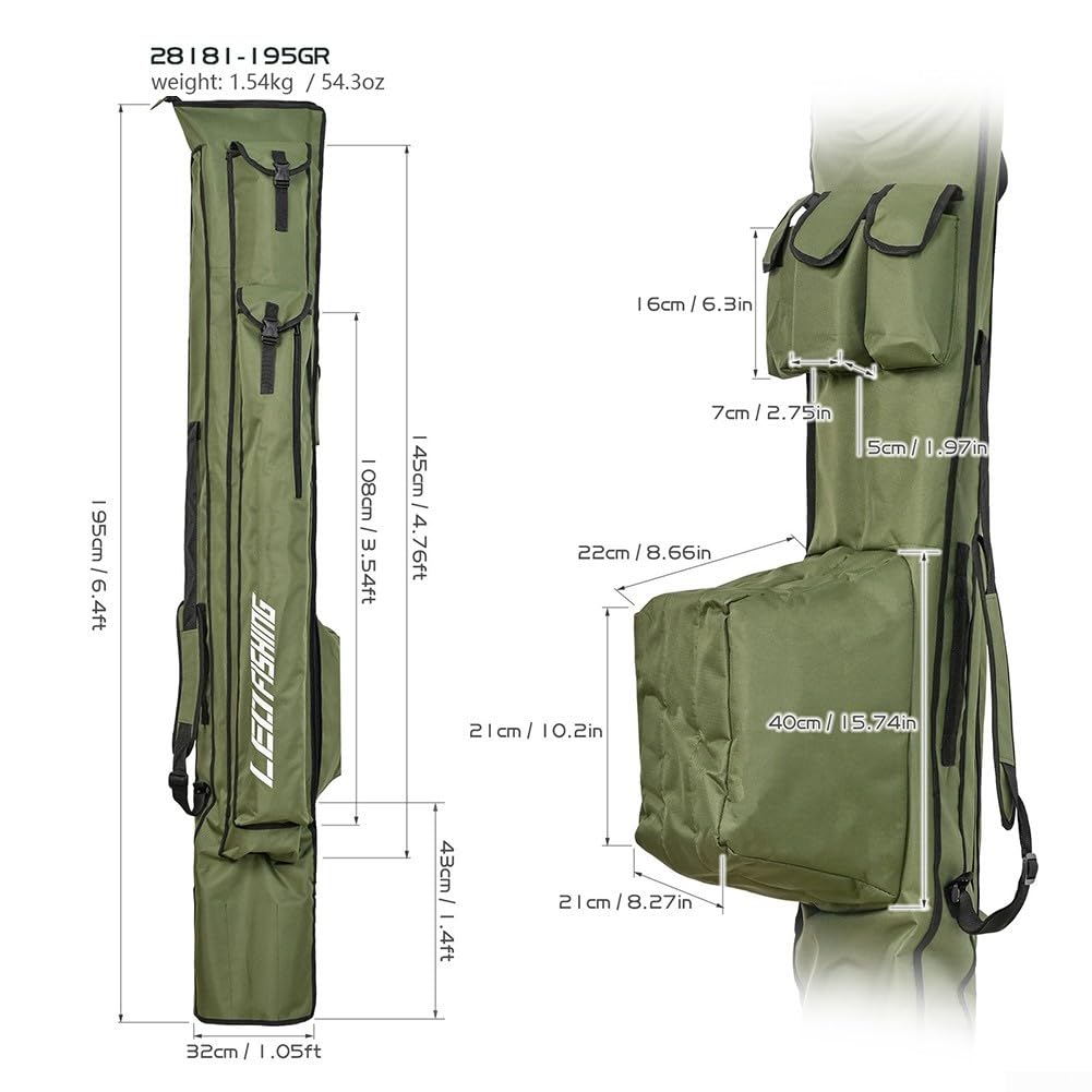 Bolsa de transporte para caña de pescar 1,75m 1,95m resistente al agua 1000D Oxford