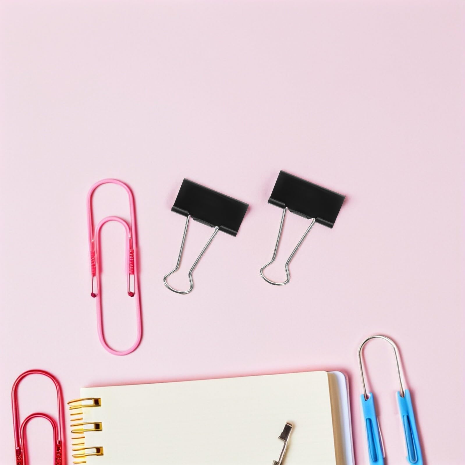 SHINEOFI 60 piezas Clips Metálicos de Oficina Negros Resistentes para Organizar Escolares y Empresariales